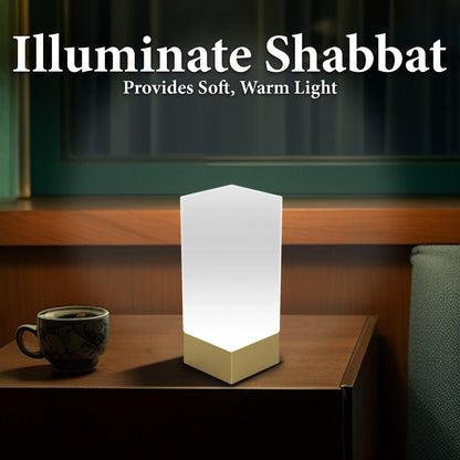 Enlighten Shabbos Lamp, Kosher lamp for Shabbat & Yom Tov, for Bedroom Living Room, LED Dimmable Square Table lamp, Gold Base Color, (10W Eqv 75W, 1100LM, 5000K,)