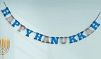 Happy Hanukkah Banner - Chanukah Decor- Blue and Silver "Happy Chanukah" or "Happy Hanukkah" Letters Banner