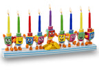 Ner Mitzvah Hand Painted Resin Hanukkah Menorah - Theme Menorahs for Chanukah - Dancing Dreidels Chanukah Menorah for Kids