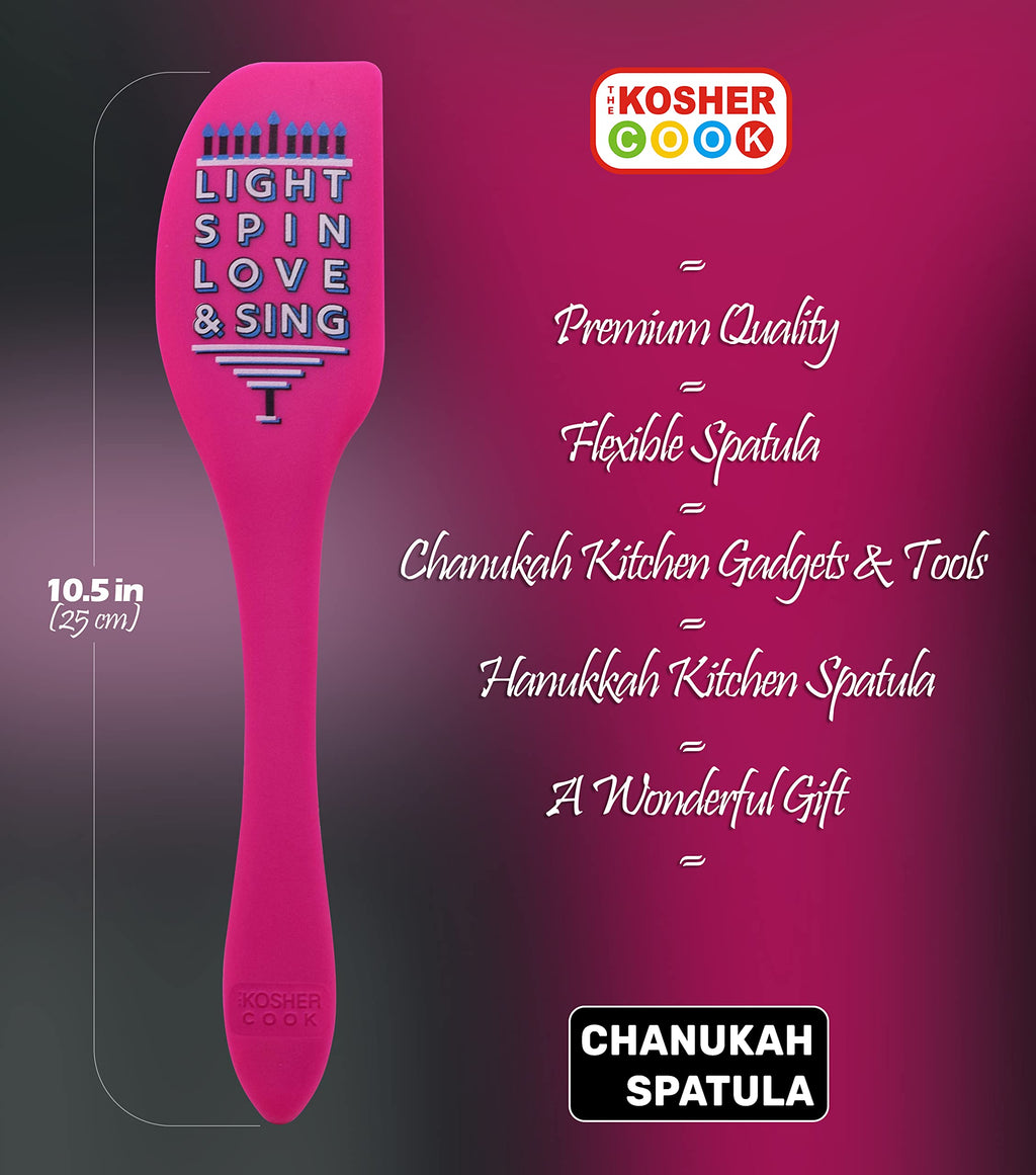 The Kosher Cook Hanukkah Silicone Spatula, Chanukah Kitchen Tools Silicon Spatula, Comfortable Grip Handle, Durable Food Grade Silicone Spatulas - Pink