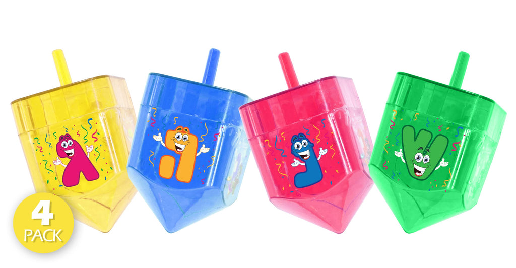 Izzy 'n' Dizzy 4 Pack Fillable Dreidels - Great for Chocolate Coins and Candy - Small