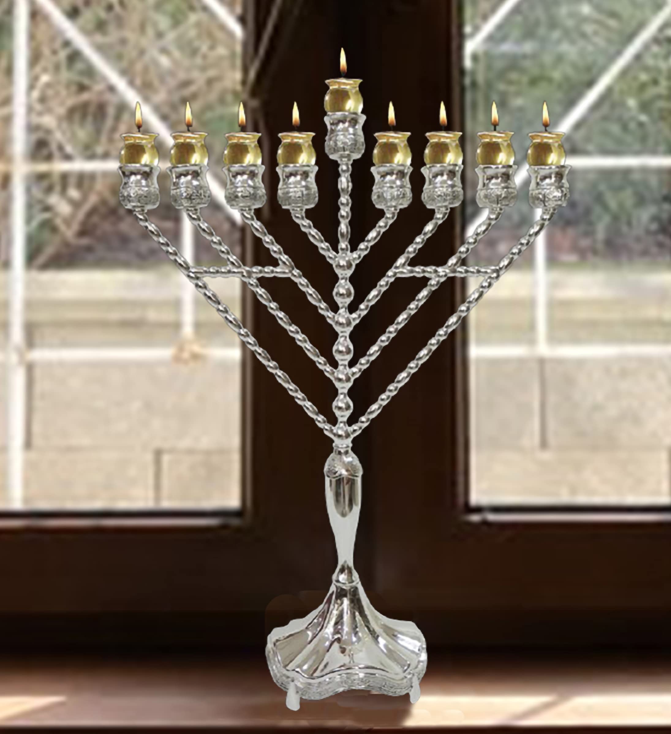Ner Mitzvah Hanukkah Menorah Glass Oil Cups - Elegant Holders for Oil for Shabbos and Chanukah – Durable Quality, Long-Lasting - Size #1 (9-Pack)