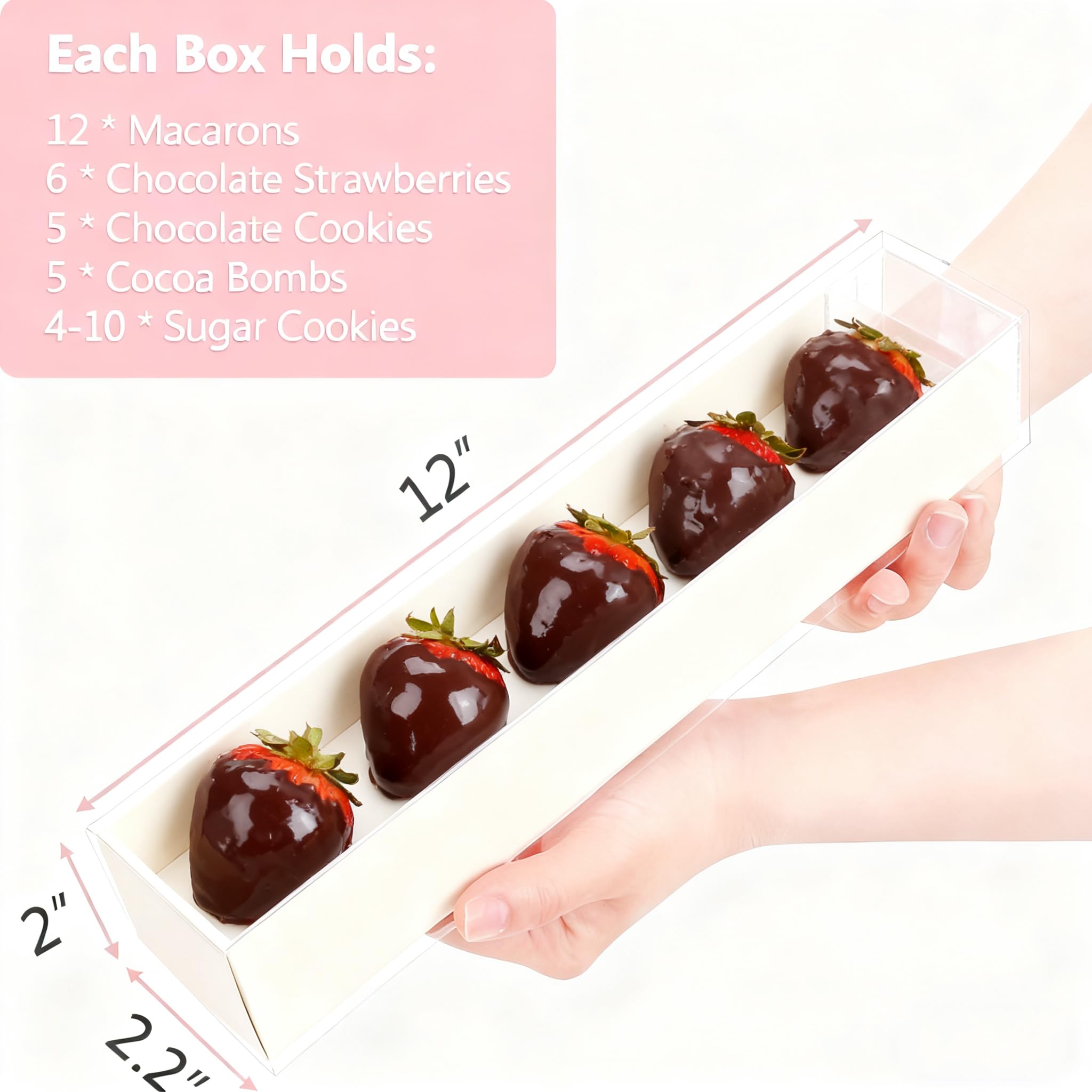 20Pack 12x2.25x2 Inches Long Box for Cocoa Bombs, Cookies, Truffle, Cake Ball
