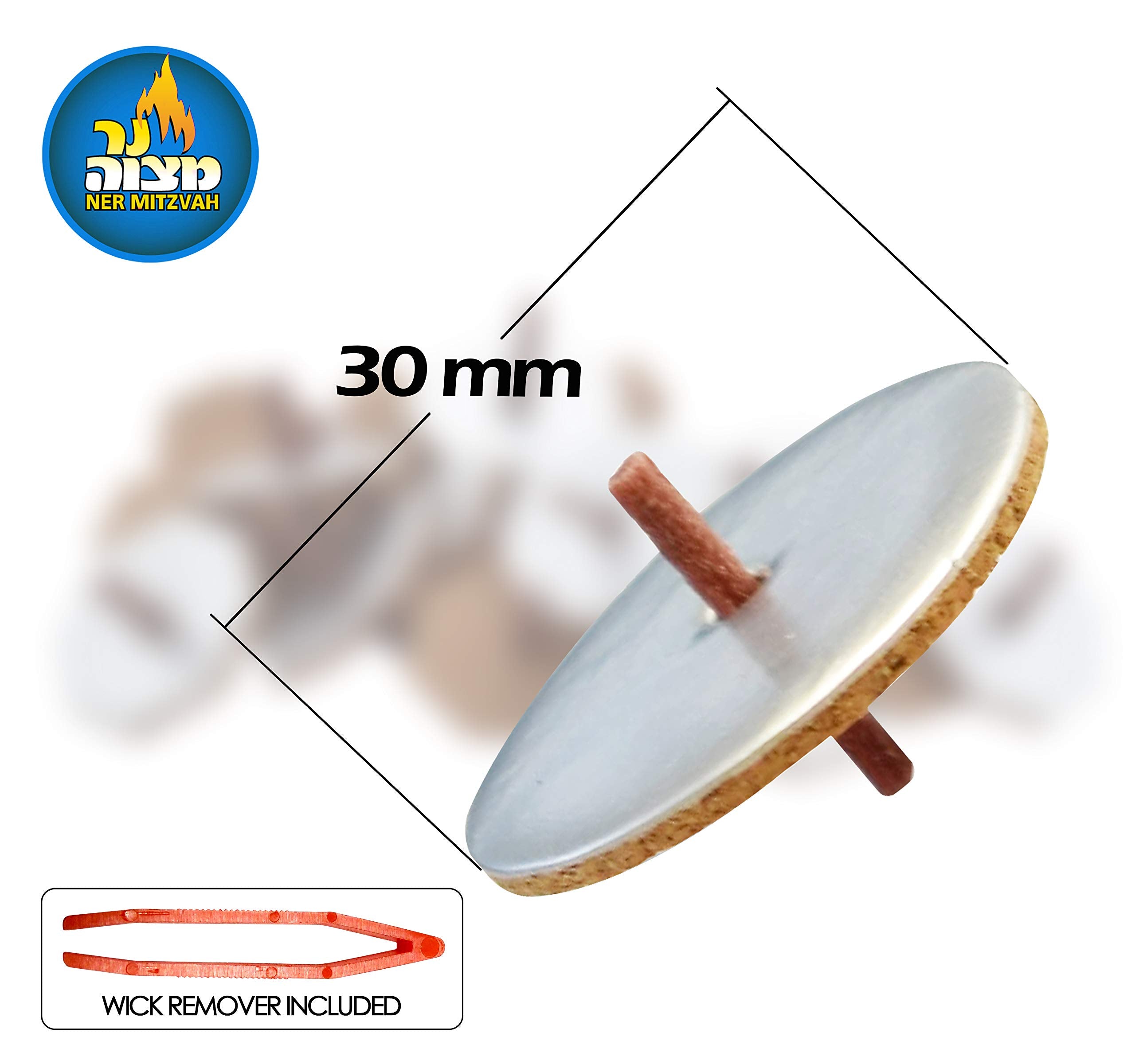 Ner Mitzvah Round Floating Wicks, Large Cotton Wicks and Cork Disc Holders for Oil Cups, Bonus Wick Removal Tweezers - 50 Count (Approx.)