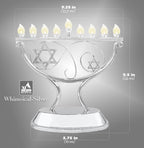 Ner Mitzvah LED Electric Hanukkah Menorah, LED Traditional Whimsical Channukah Menorah Electric, Battery or USB Powered and Cord Included, Silver
