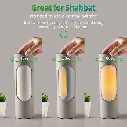 LEDIARY Kosher Lamp, Reading Lamp for Shabbos, Silver Table Lamps and Nightlight for Living Room Bedroom, T10 Bulb Included (4W Eqv 40W, 400LM, 3000K)