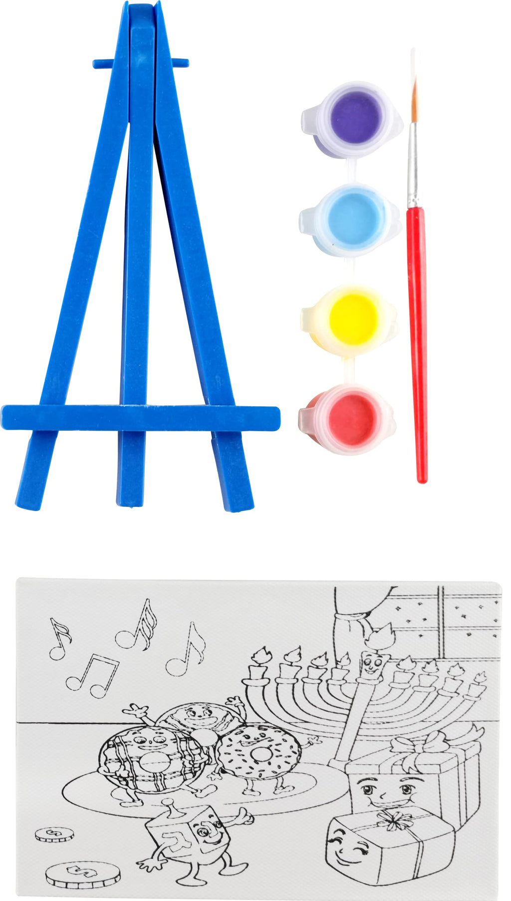 Izzy 'n' Dizzy Canvas Painting Kit with Easel - Chanukah Kids Canvas Painting Set - Pre Drawn Canvas for Painting for Kids - Chanukah Kids Arts and Crafts