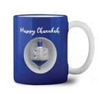 Ner Mitzvah Spinning Hanukkah Dreidel Mug - Happy Hanukkah Decorations - Blue & White Hanukkah Party Favors Idea