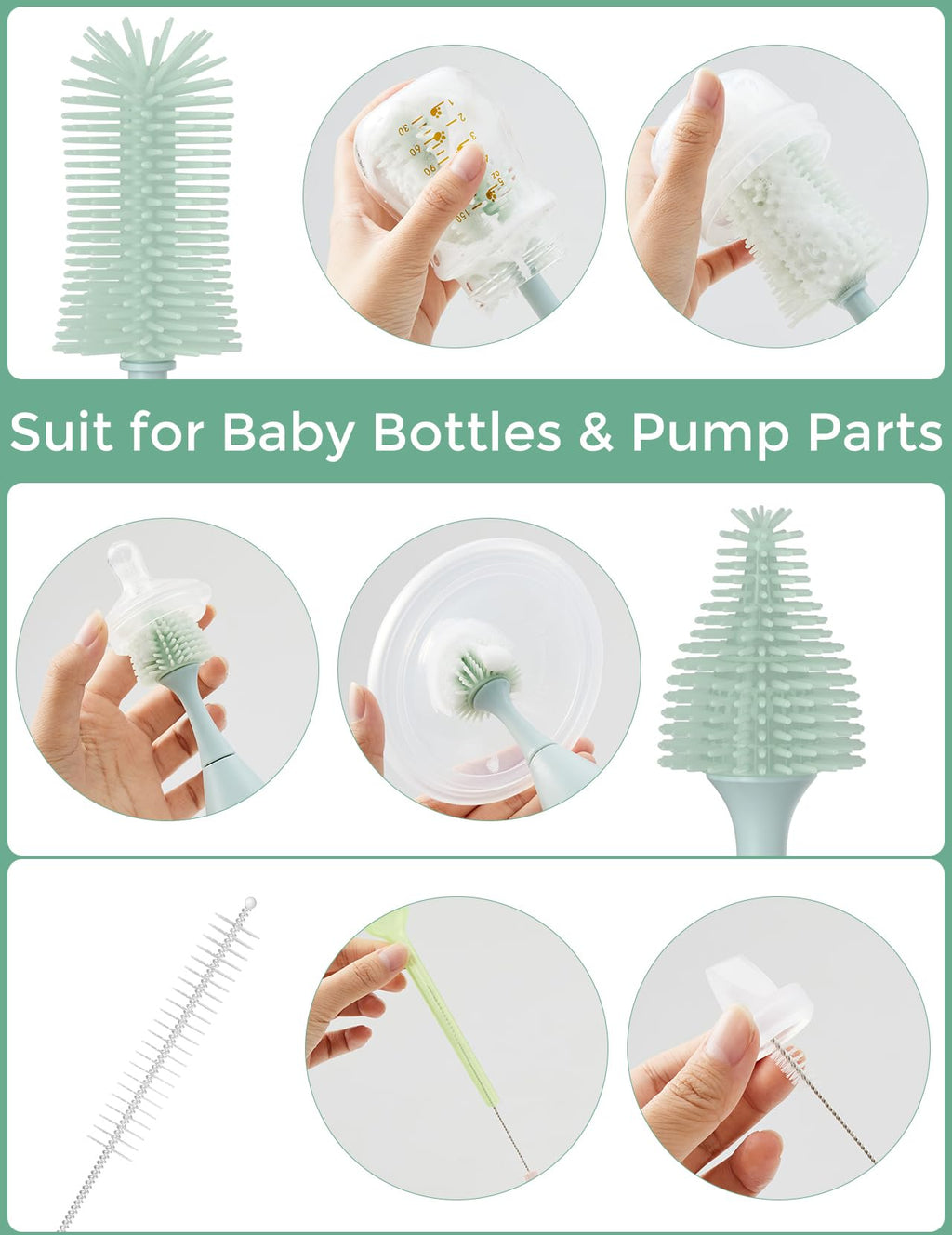 Momcozy Bottle Brush Kit, Innovative Push-Press Design for Better Cleaning