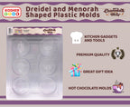 The Kosher Cook Hanukkah Chocolate Molds, 1.5 inch Round Chanukah Menorah & Dreidel and Menorah Shaped Plastic Molds