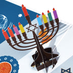 3D Pop-Up Hanukkah Card with Menorah and Star of David – Unique Festival of Lights Greeting Card for Jewish Holidays – Happy Hanukkah Wishes Card with Colorful Candles and Envelope