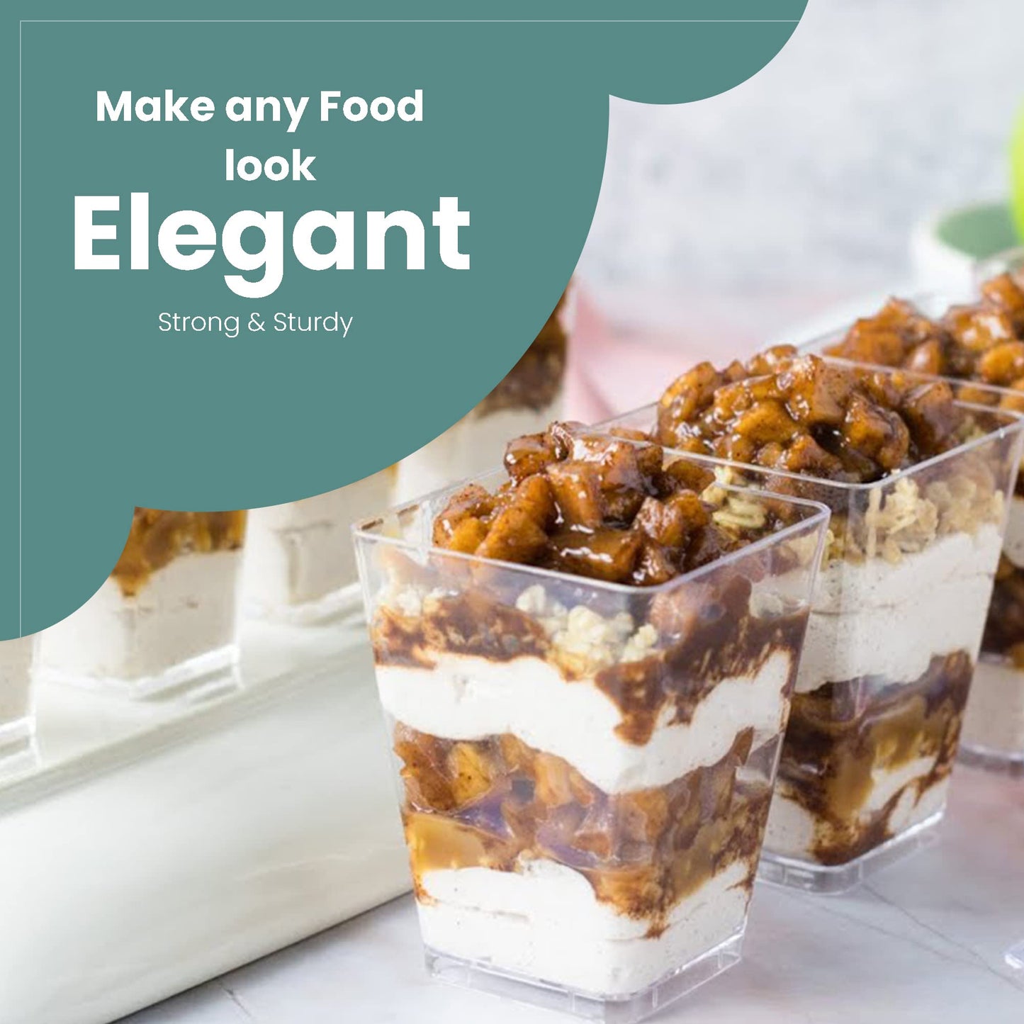 50 Pack 5 oz Mini Dessert Cups with Lids & Spoons – Reusable Parfait & Appetizer Cups, Clear Shooter Bowls – Ideal for Baby Shower, Small Parties, Tasting, Mousse, Pudding – BPA-Free & Recyclable