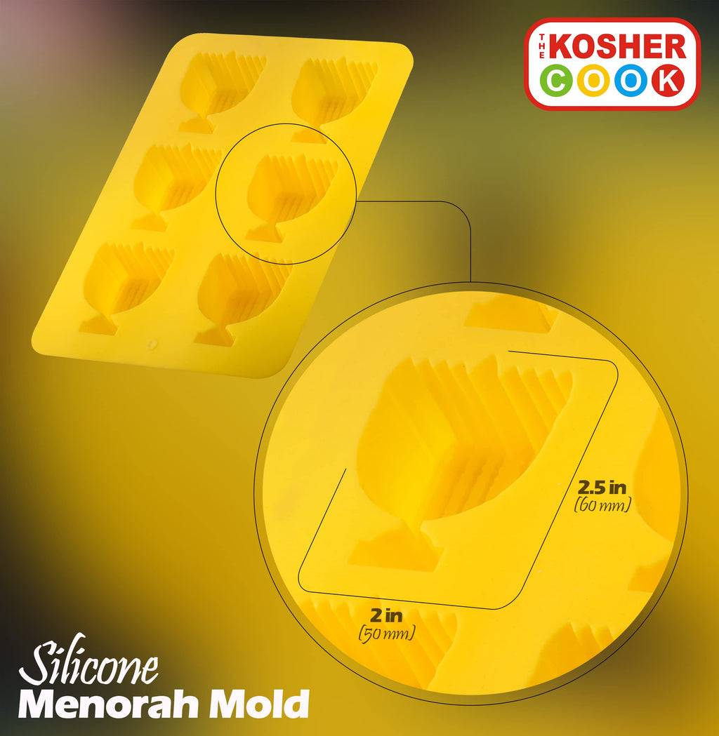 The Kosher Cook Menorah Shaped Silicone Molds for Baking, Freezing, Candy, Ice Cubes, Chocolate and more, Oven and Freezer Safe, Small Silicone Molds for Chanukah - Silicone Bakeware