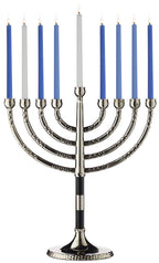 Rite Lite Classic Chanukah Menorah with Hammered Accents with Black & Silver - Hanukah Menorah (Black & Silver)