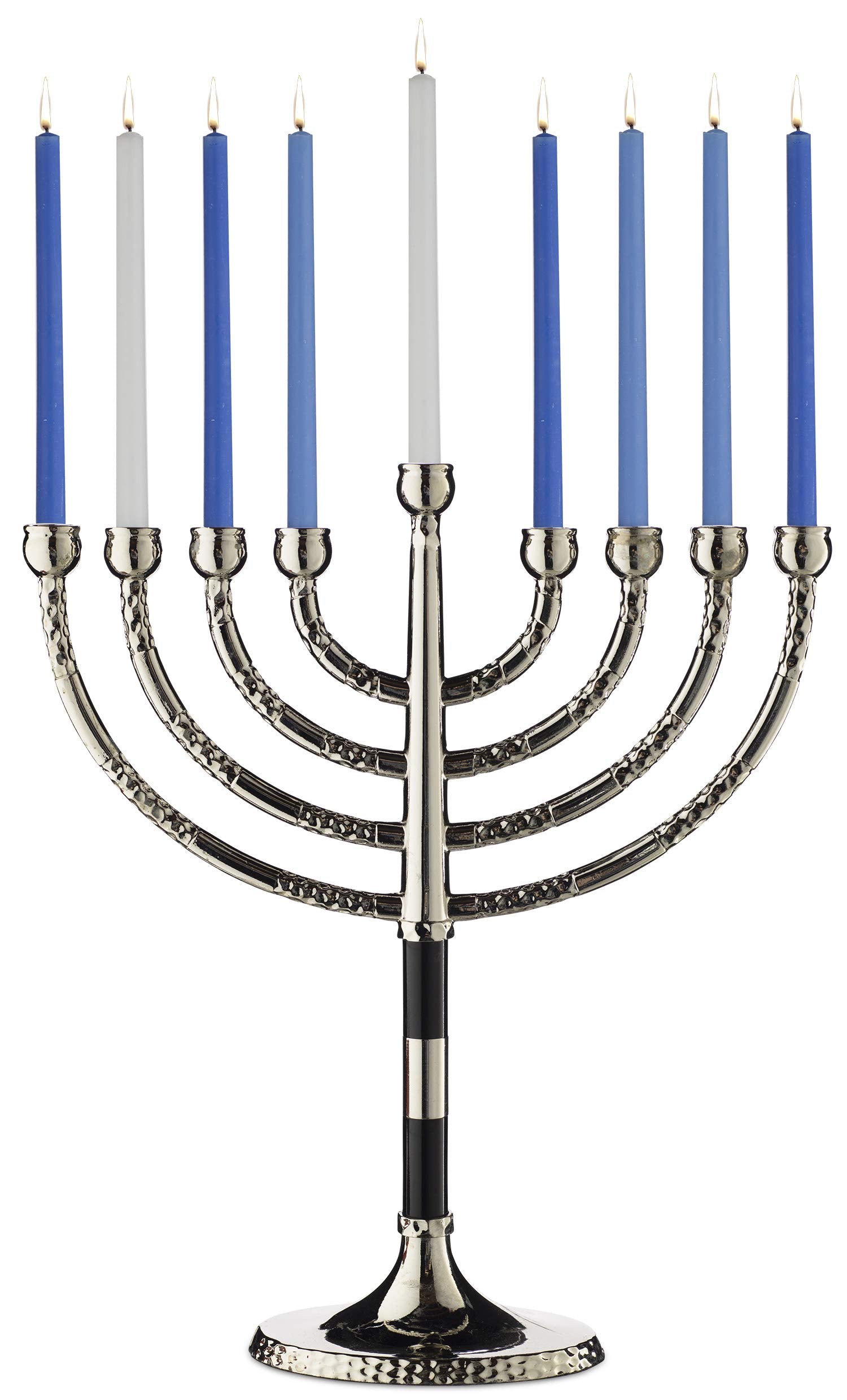 Rite Lite Classic Chanukah Menorah with Hammered Accents with Black & Silver - Hanukah Menorah (Black & Silver)