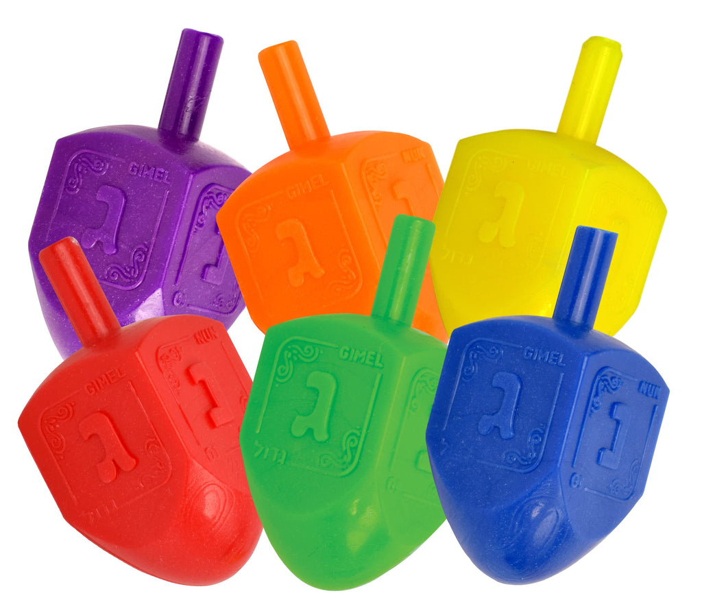 Hanukkah Dreidels - Multi Color Plastic Dreidel - 10 Pack Medium