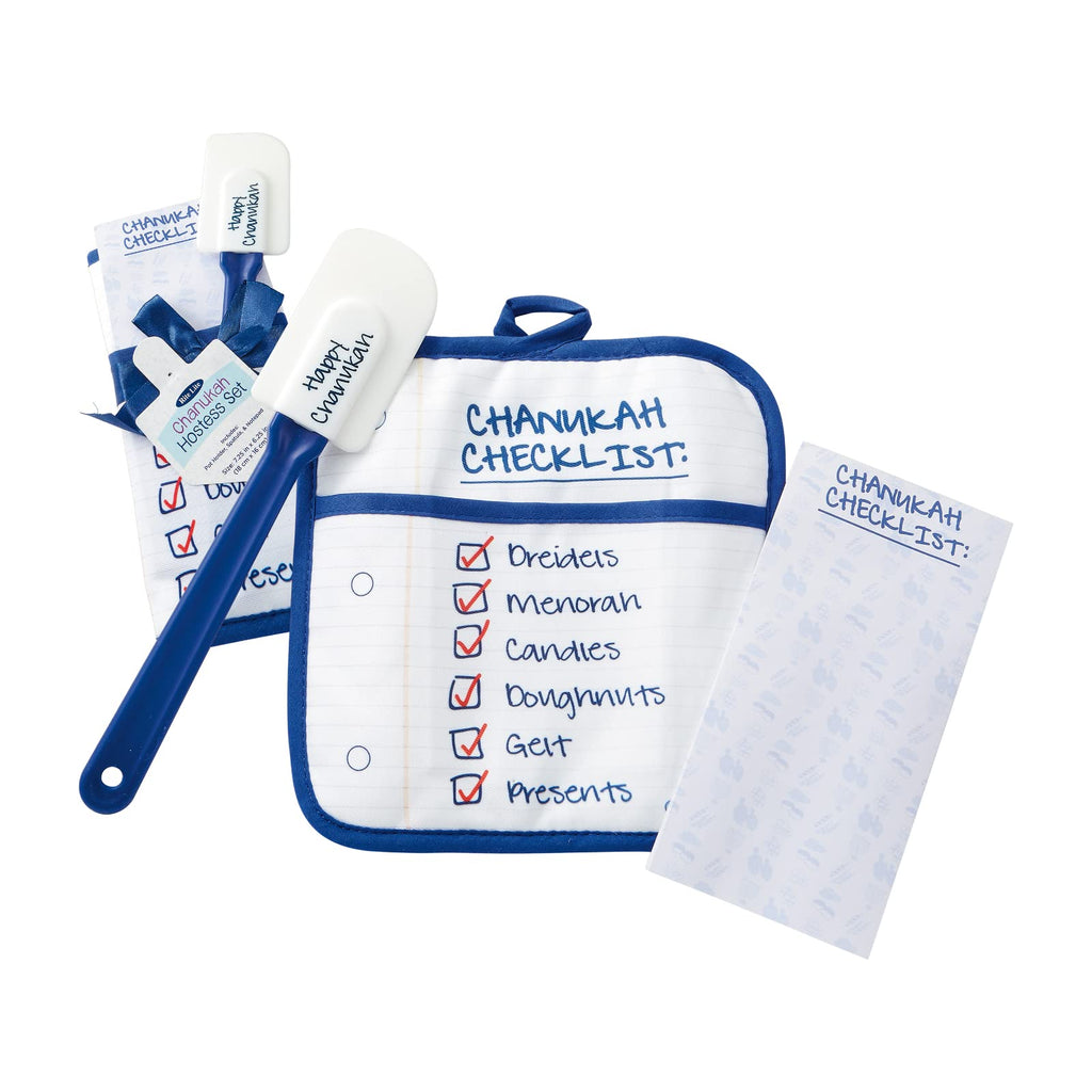 Rite Lite Chanukah 3 Piece Hostess Set, Comes with a Spatula, Pot Holder & a Chanukah Checklist! - Perfect Hanukkah Gift, Hanukkah Cooking Gift, Hanukkah Cooking Accessories