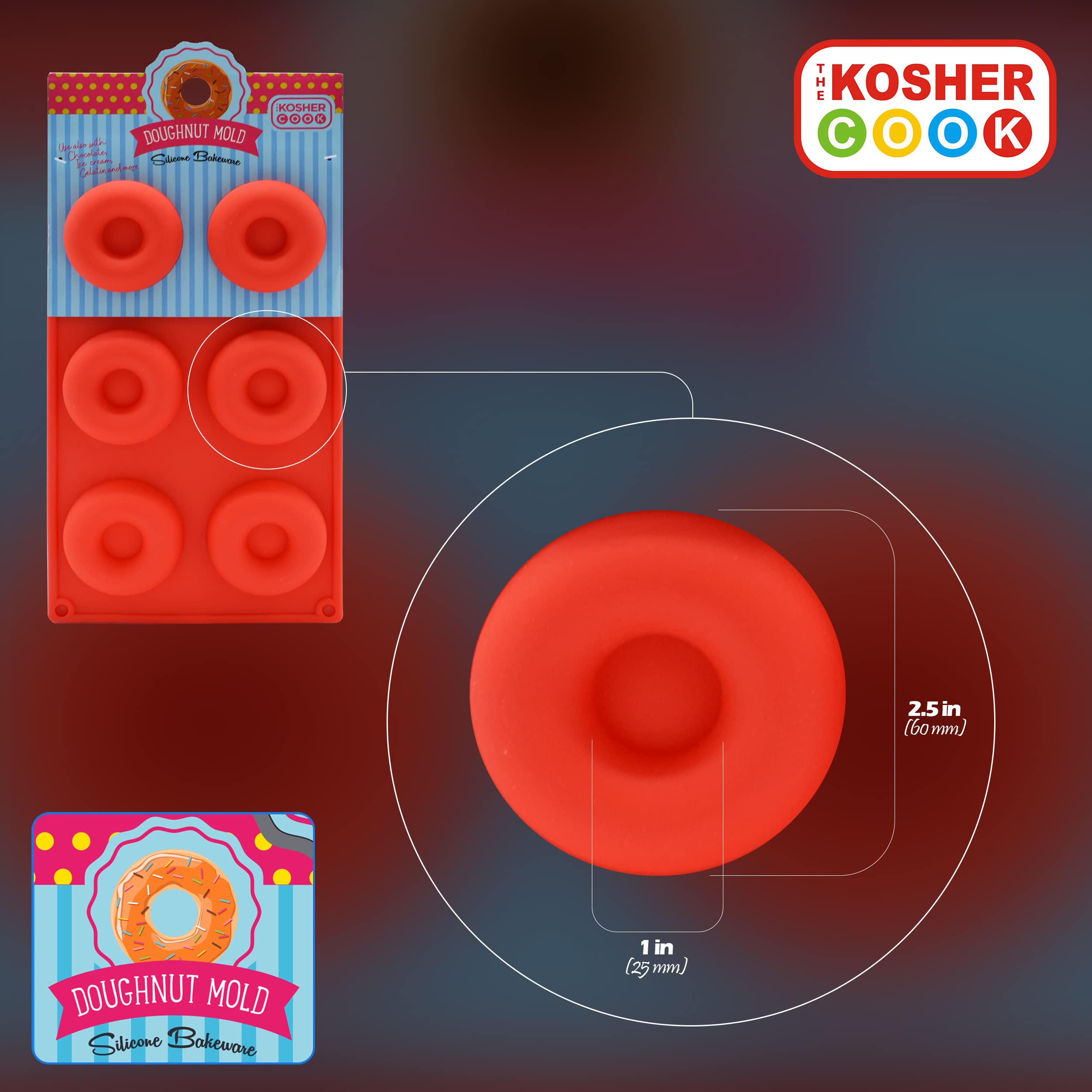 Silicone Donut Molds for Baking, Freezing, Candy, Ice Cubes, Chocolate and More - Oven and Freezer Safe - Chanukah Donut Mold Silicone Bakeware - The Kosher Cook