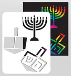 Izzy 'n' Dizzy Hanukkah Scratch Stencil Art Kit Includes Sctatch Stick, Chanukah Arts and Crafts Gifts and Games (Pack of 4) - 8 inch x 6 inch