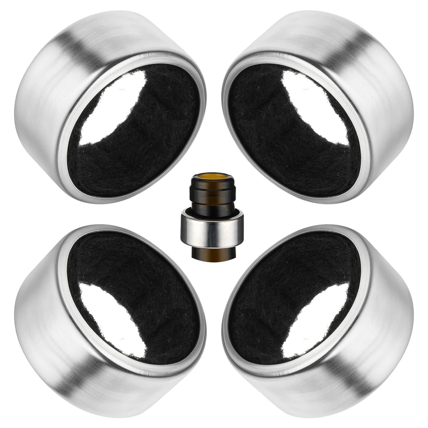 4PCS Wine Drip Ring, Wine Drip Collars Stainless Steel Wine Collar Drip Ring Simple Wine Bottle Drip Collar with Velvet Felts Clever Dripper Guard Holder Tools Bar Kitchen Gadgets Wine Accessories