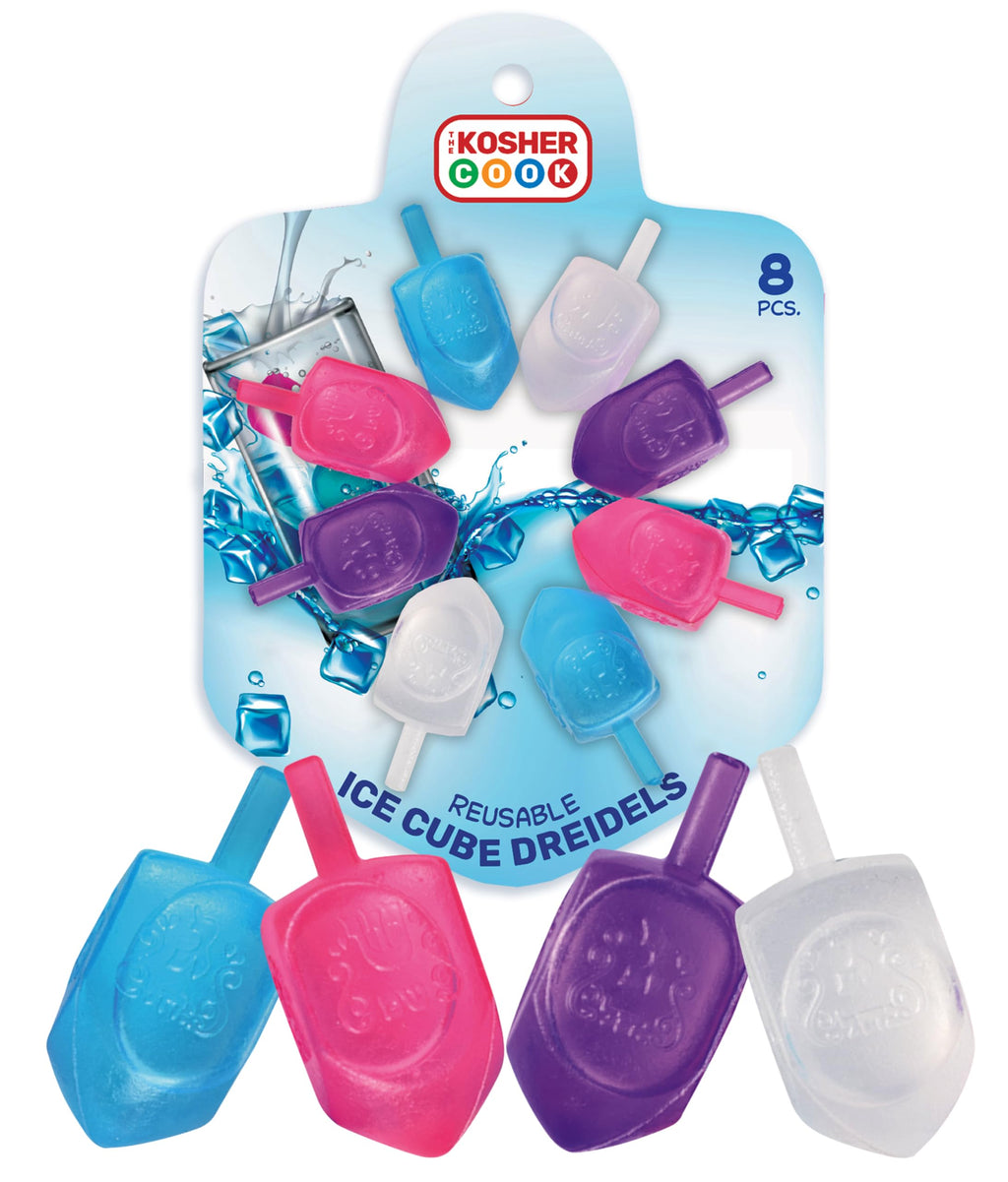 The Kosher Cook Dreidel Shaped Reusable Ice Cubes, Food Grade Freezer Safe Silicone Ice Cube, Hanukkah Ice Cubes Reusable (Pack of 8)