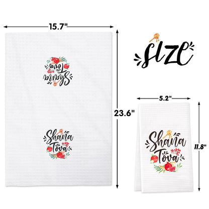 Vansolinne Rosh Hashanah Kitchen Towels Shana Tova Dish Towel Happy Rosh Hashanah Hostess Gift Idea Holiday Party Home and Kitchen Decorations