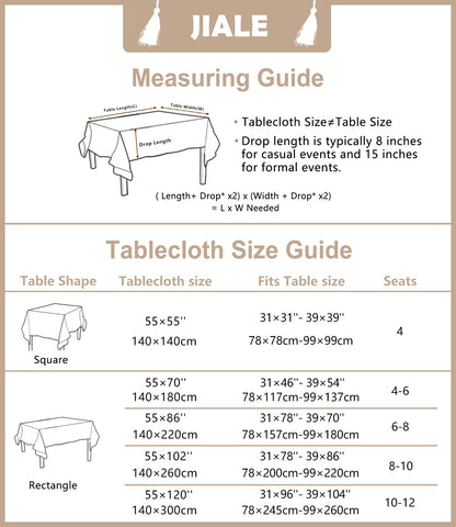 JIALE Tablecloths for Rectangle Tables, Cotton Linen Table Cloth Waterproof Tablecloth Wrinkle Free Farmhouse Dining Tables Cover, Soft Fabric Table Cloths with Tassels, Brown, 55" X 70", 4-6 Seats