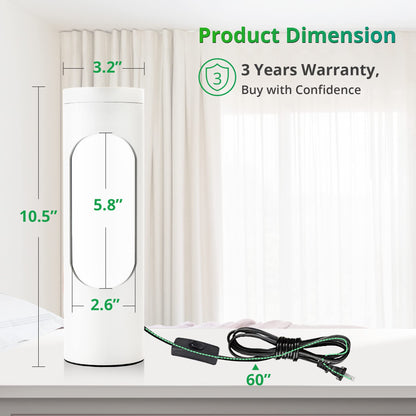 LEDIARY Kosher Lamp for Shabbos, White Table Lamps and Nightlight for Living Room Bedroom，T10 Bulb Included (4W Eqv 40W, 400LM, 3000K)