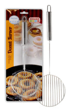 The Kosher Cook Donut Turner Oil Skimmer Spoon, Stainless Steel Slotted Spoon, Large Food Grade Spider Strainer for Draining and Frying