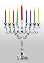 Ner Mitzvah Hanukkah Menorah Candles Dreidels, Chanukah Guide Complete Set - Metal, Standard Version