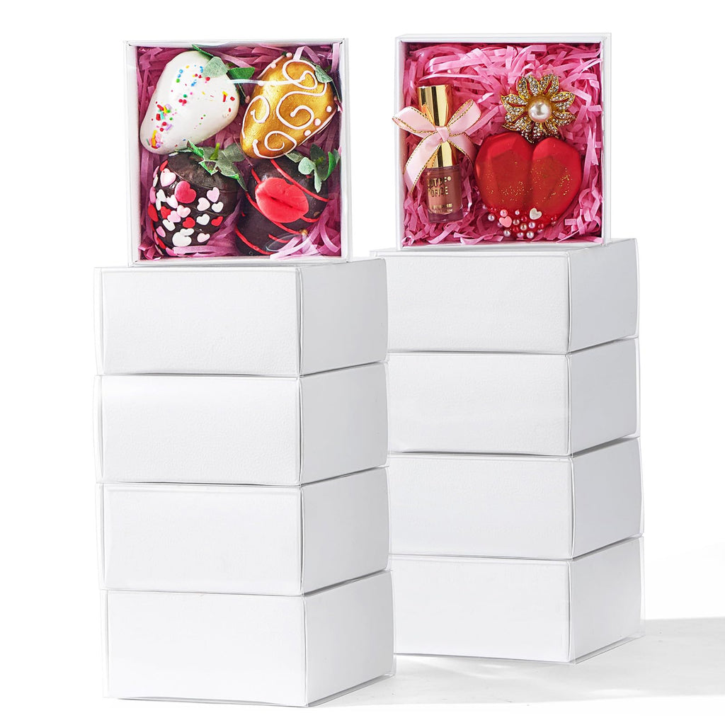 25-Pack of 4x4x2 Inch White Bakery Boxes with Clear Lids