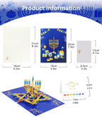 3D Pop Up Hanukkah Greeting Card – Festival of Lights with Candles, Dreidels and Traditional Hanukkah Symbols – Jewish Holiday Card for Family, Friends & Loved Ones, Includes Envelope and Blank Note