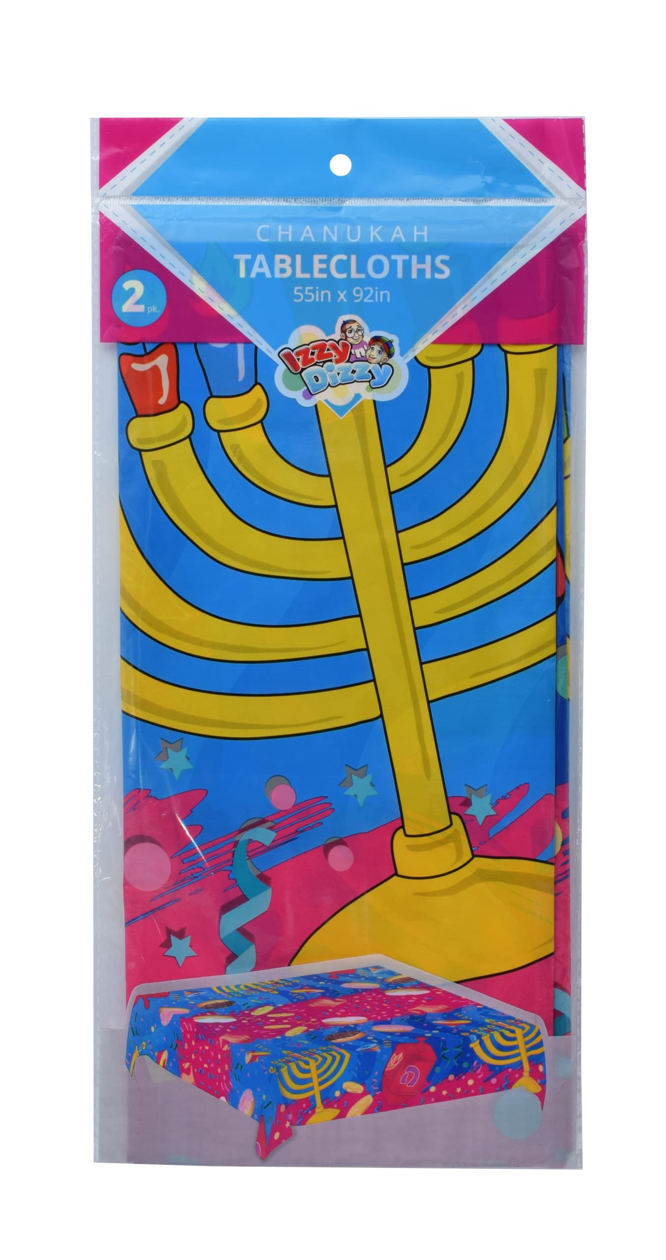 Izzy 'n' Dizzy Hanukkah Tablecloth - Hanukkah Paper Goods - 55" x 92"
