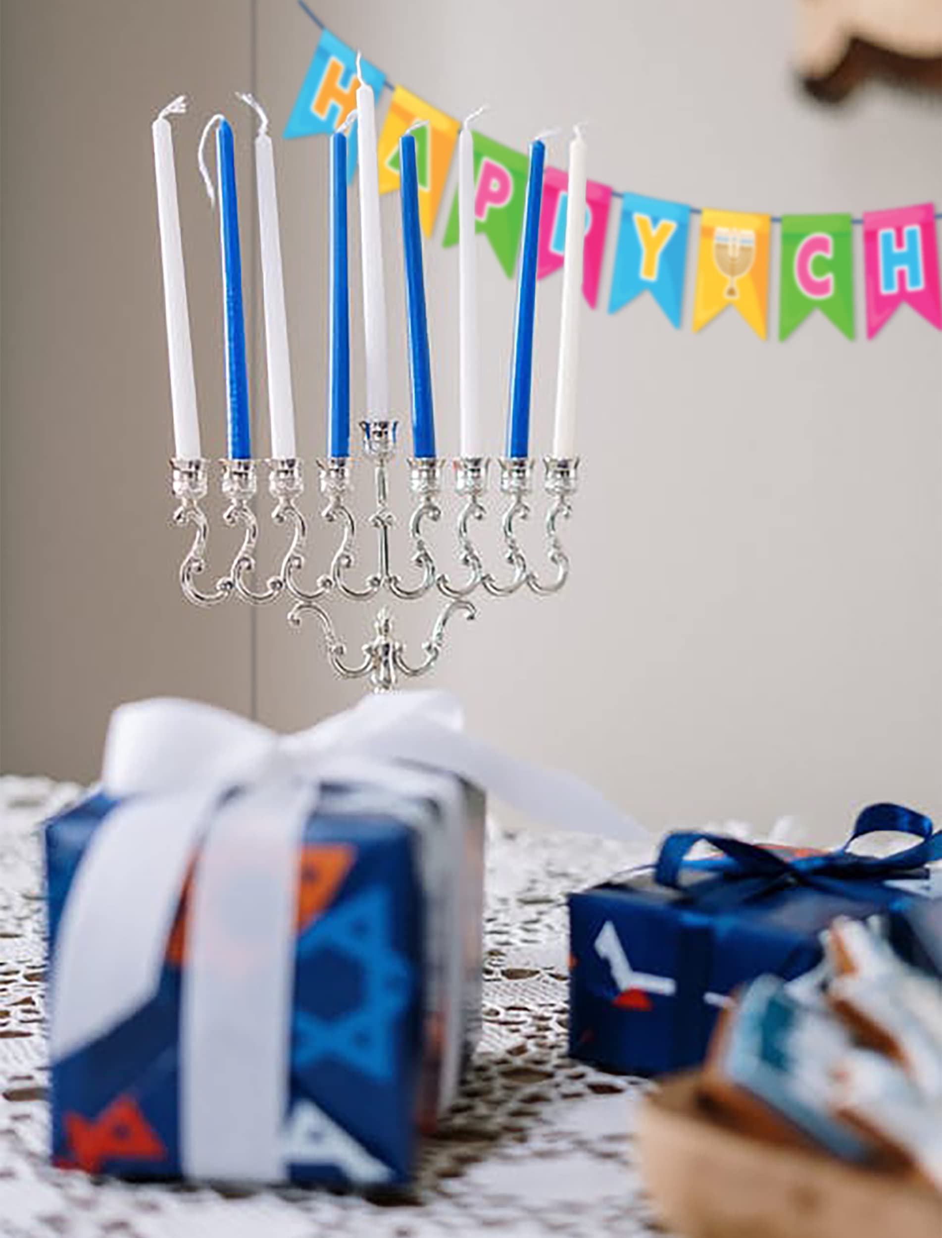 Izzy 'n' Dizzy Happy Hanukkah Banner - Chanukah Banner - Multicolored Holiday Party Decorations