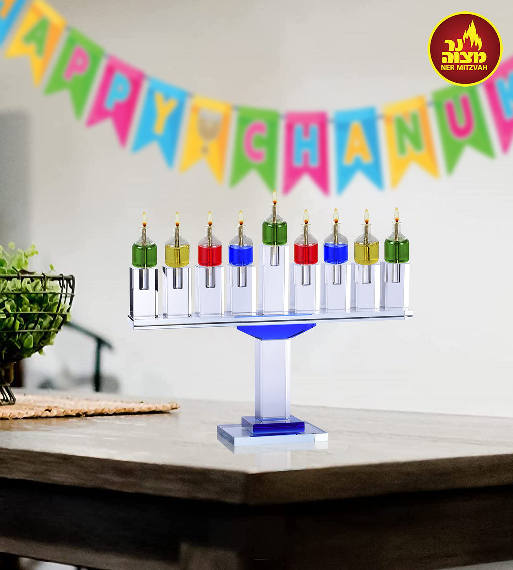 Ner Mitzvah Hanukkah Colored Ohr Lights, Pre-Filled Oil Candles - Small Size, 44 per pk. Burns Aprox. 1 1/2 Hrs