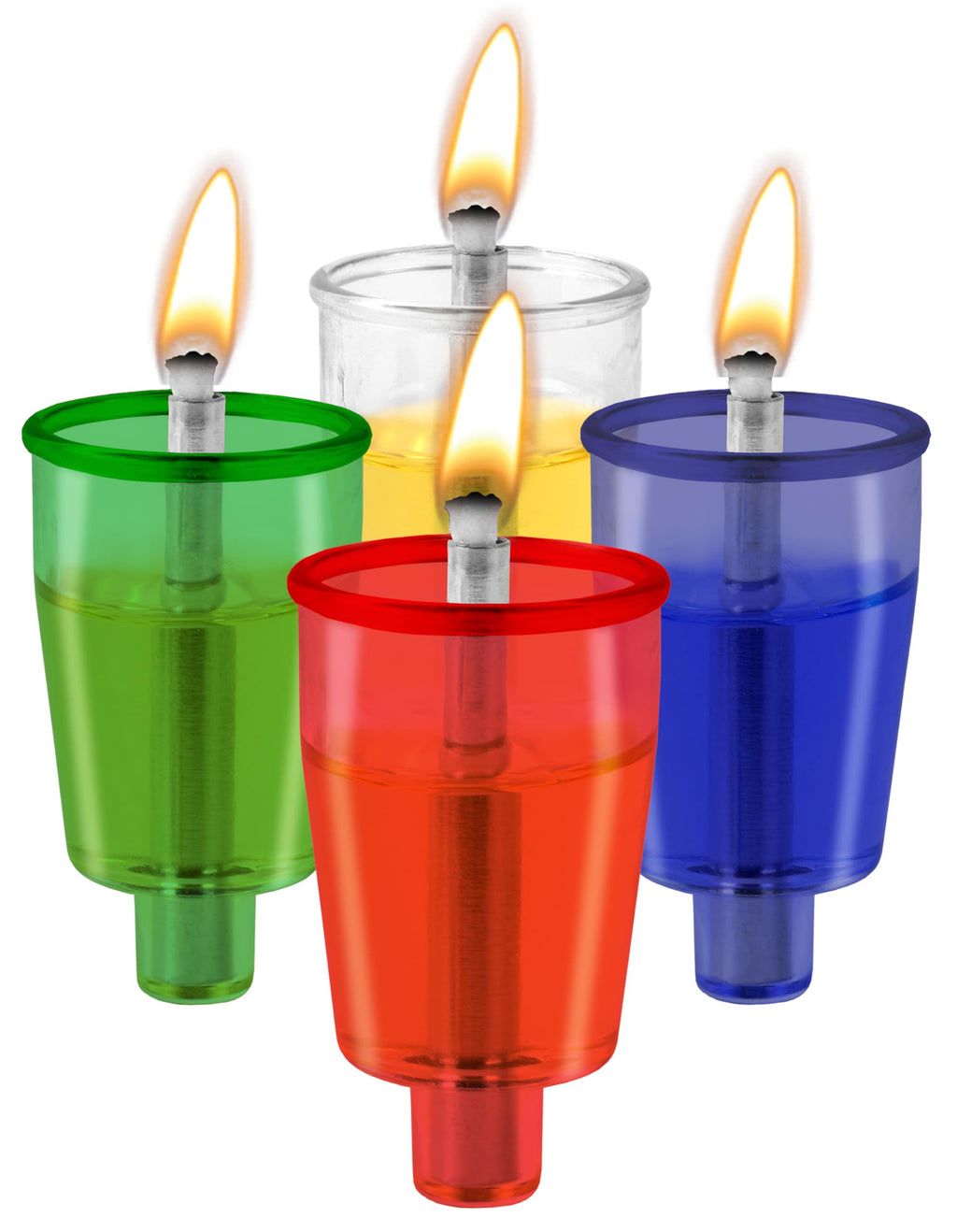 OHR CANDLES Pre - Filled Colored Menorah Oil Cup Candles, Hanukkah EZ Lights, 100% Olive Oil with Cotton Wick in Plastic Cup, Medium (Pack of 44) - Burns Approx, 1/2 Hrs