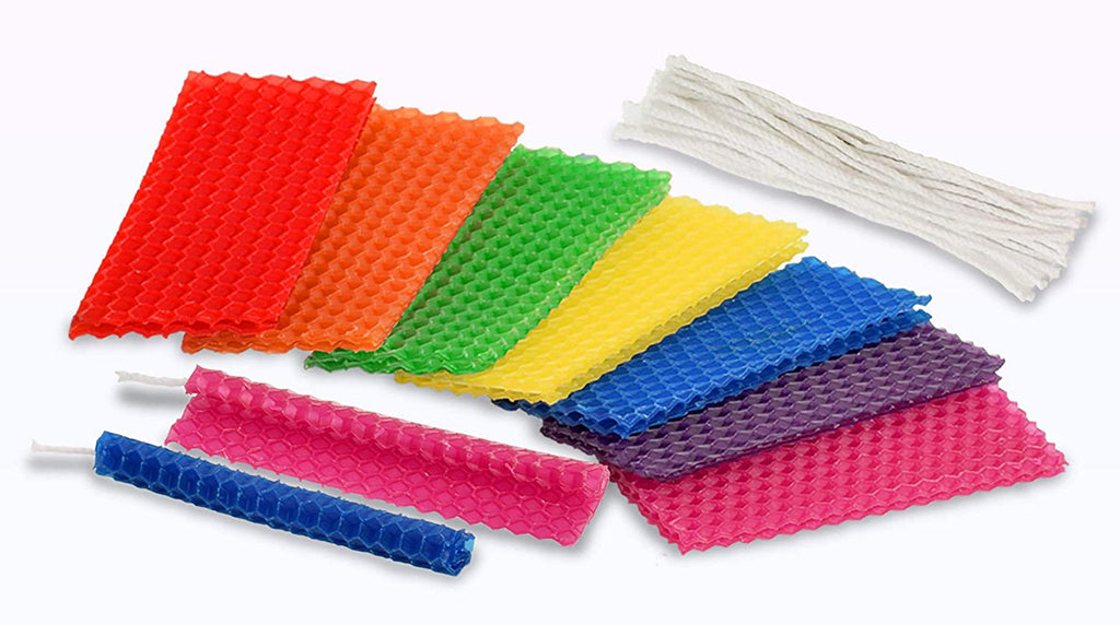 Izzy 'n' Dizzy Hanukkah Candle Making Kit - Includes 44 Beeswax Honeycomb Sheets, 44 Cotton Wicks, Instructions - Chanukah Arts and Crafts