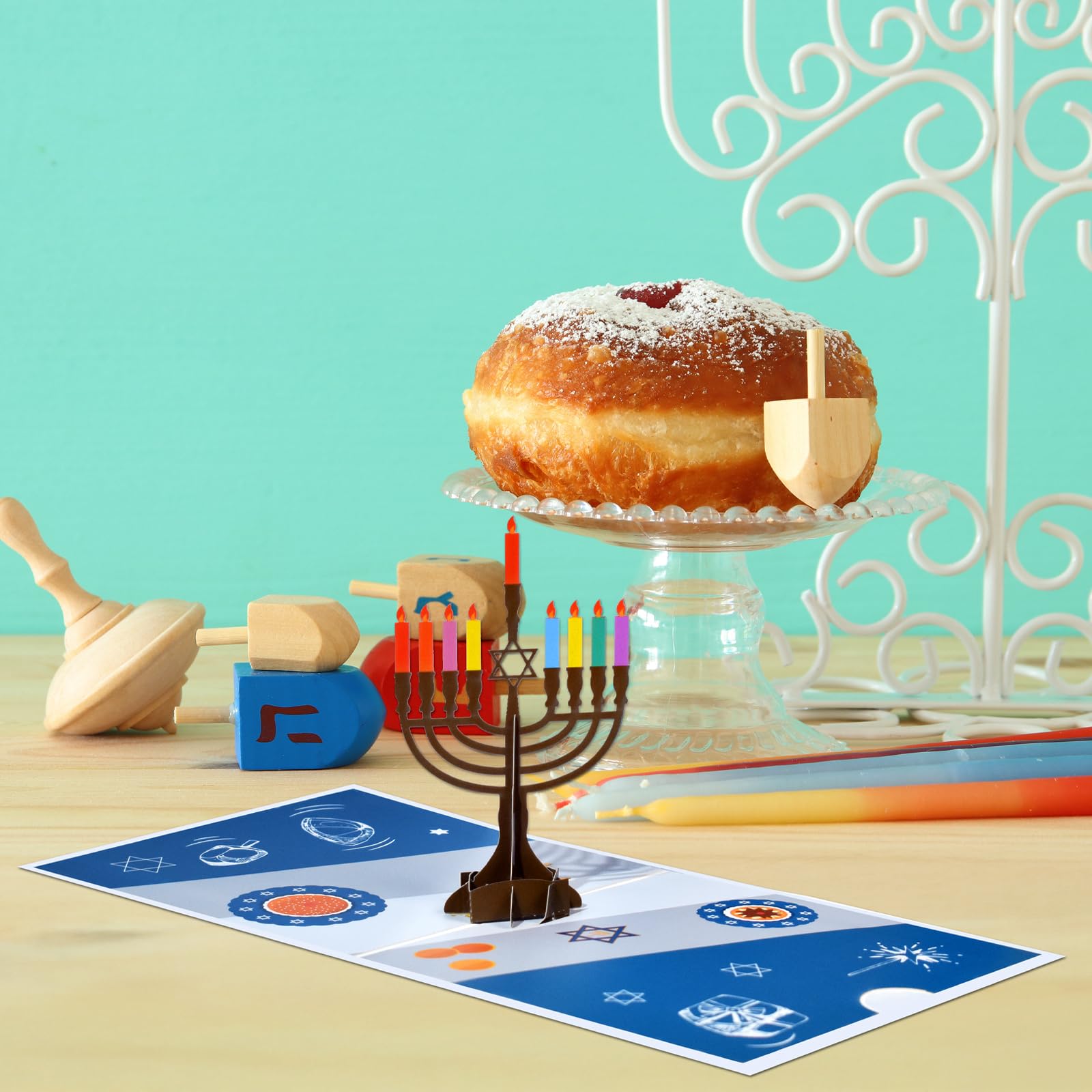 Magic Ants Happy Hanukkah 3D Pop Up Cards Pack – Menorah & “Happy Hanukkah” Designs, Festival of Lights Chanukah Greeting Cards with Candles, Dreidel, Star of David, Includes Envelope and Blank Notes