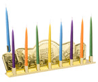 Ner Mitzvah Bulk Tin Candle Menorah - 25 Pack - Fits All Standard Chanukah Candles - Gold