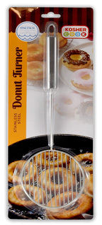 The Kosher Cook Donut Turner Oil Skimmer Spoon, Stainless Steel Slotted Spoon, Large Food Grade Spider Strainer for Draining and Frying