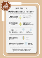 Ner Mitzvah Plated Oil Wall Menorah with Wood Accents, Fits Standard Chanukah Oil Cups and Large Candles, Jerusalem Design and Hanerot Hallalu, 14 inch High - Silver