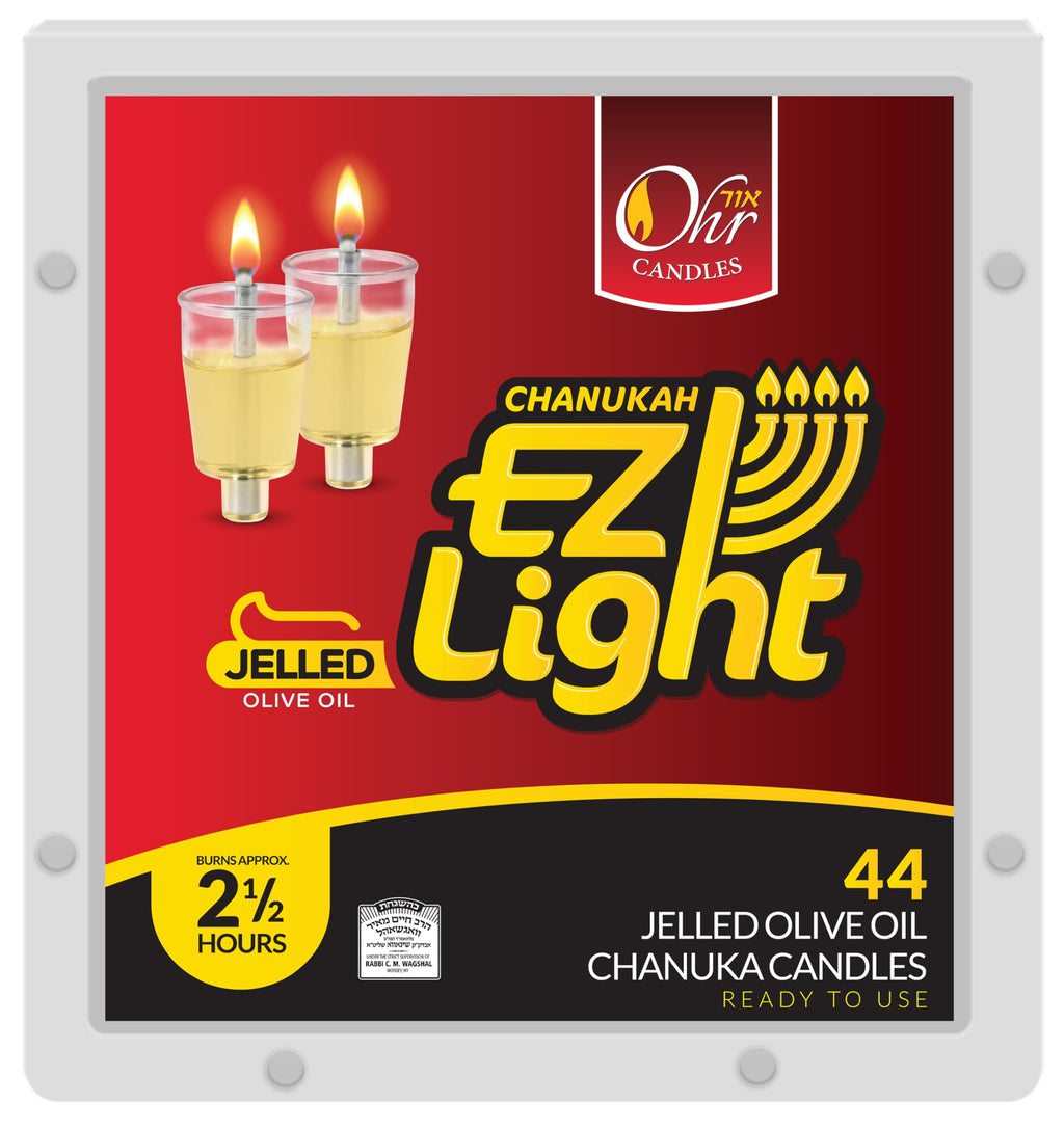 OHR CANDLES Pre - Filled Menorah Oil Cup Candles, Hanukkah Candles EZ Lights, Jelled 100% Olive Oil with Cotton Wick in Plastic Cup, Medium (Pack of 44) - Burns Approx, 1/2 Hrs