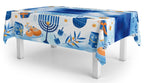 Izzy 'n' Dizzy Hanukkah Tablecloth Plastic - Hanukkah Paper Goods - 55" x 92" - Blue and White Chanukah Themed Party Supplies