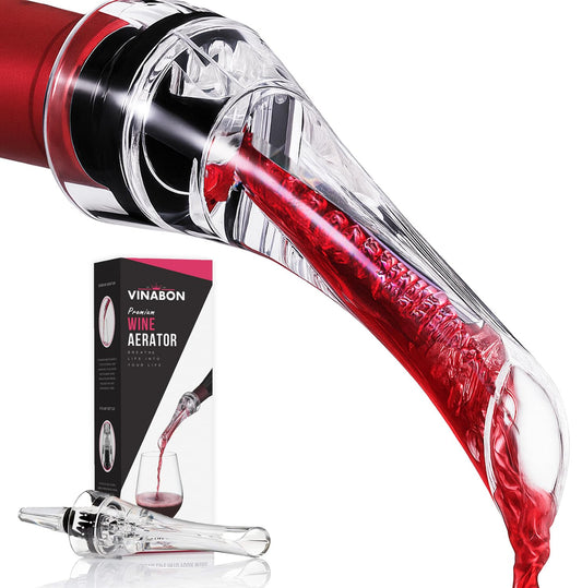 VINABON Wine Aerator Pourer Spout 2025 – Professional Wine Aerator Attaches to Bottle for Improved Flavor, Enhanced Bouquet, and Rich Finish. No-Drip, Spill-Free Design. Includes Wine Guide eBook.