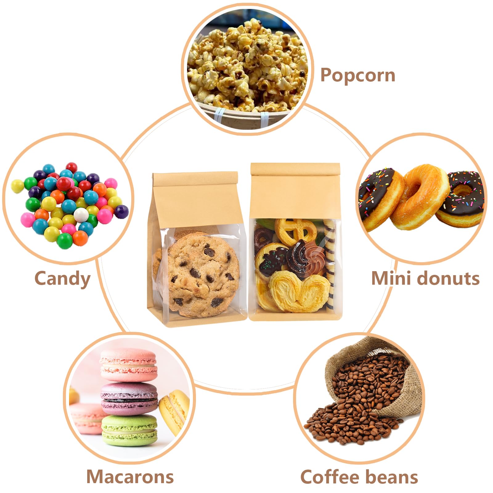 50 Pack Cookie Bags with Seal, 8.2x3.9x3.1 Inch Included 50 Thank You Stickers