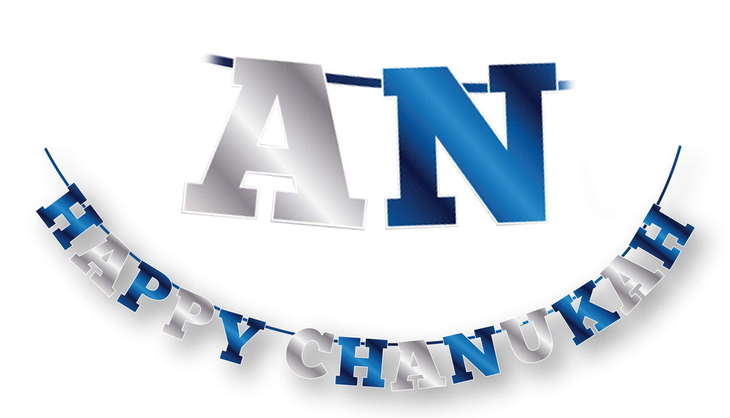 Happy Hanukkah Banner - Chanukah Decor- Blue and Silver "Happy Chanukah" or "Happy Hanukkah" Letters Banner