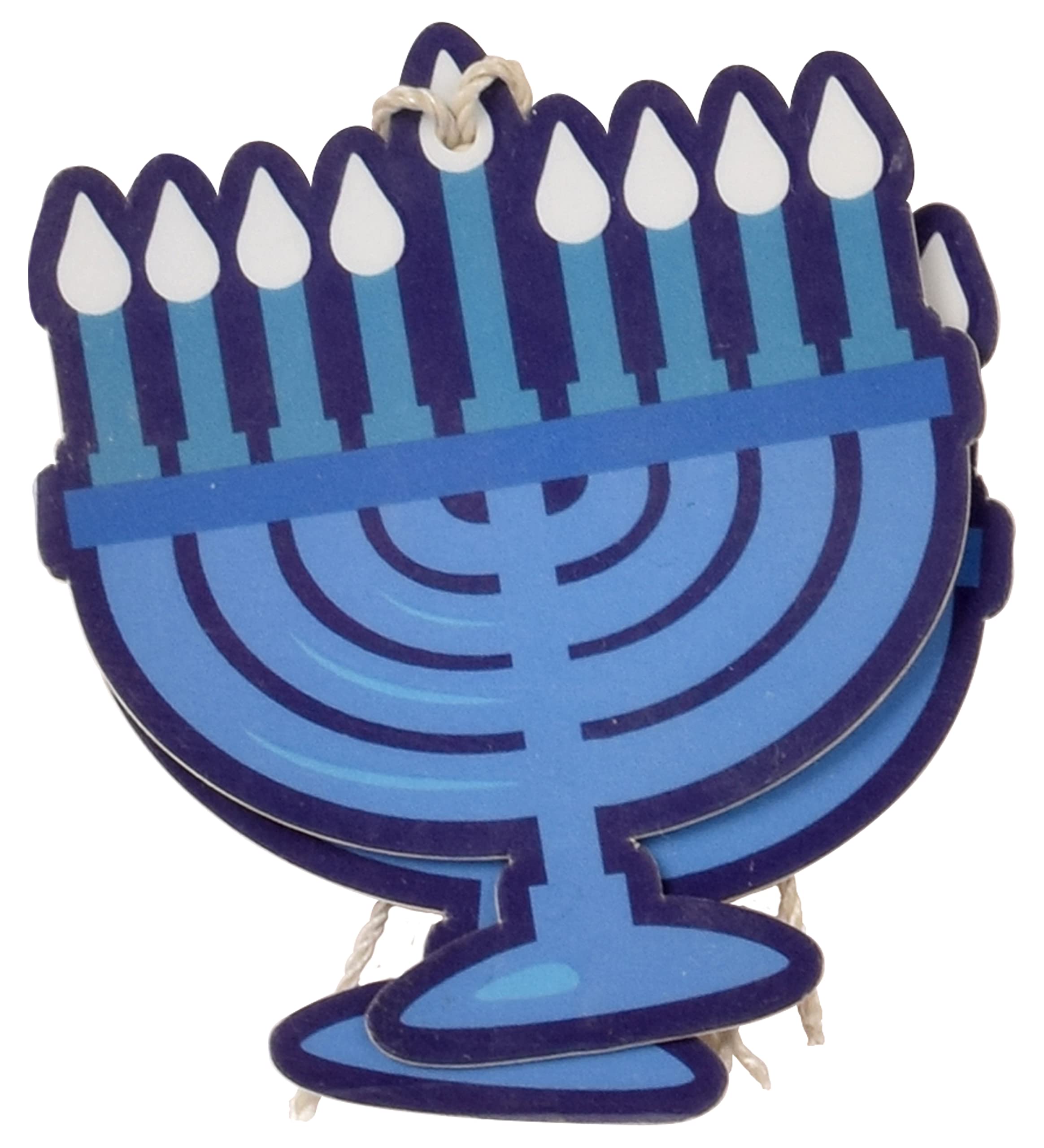 Hanukkah Gift Tags - 6 Hanging Chanukah Gift Tags - Assorted Hannukah Menorah and Dreidel Design - Blue Gift Tag