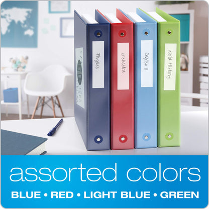 Cardinal 3 Ring Binders, Round Rings, Holds 350 Sheets, ClearVue Presentation View, Non-Stick, Assorted Colors (79550), 1.5 Inch (Pack of 4)