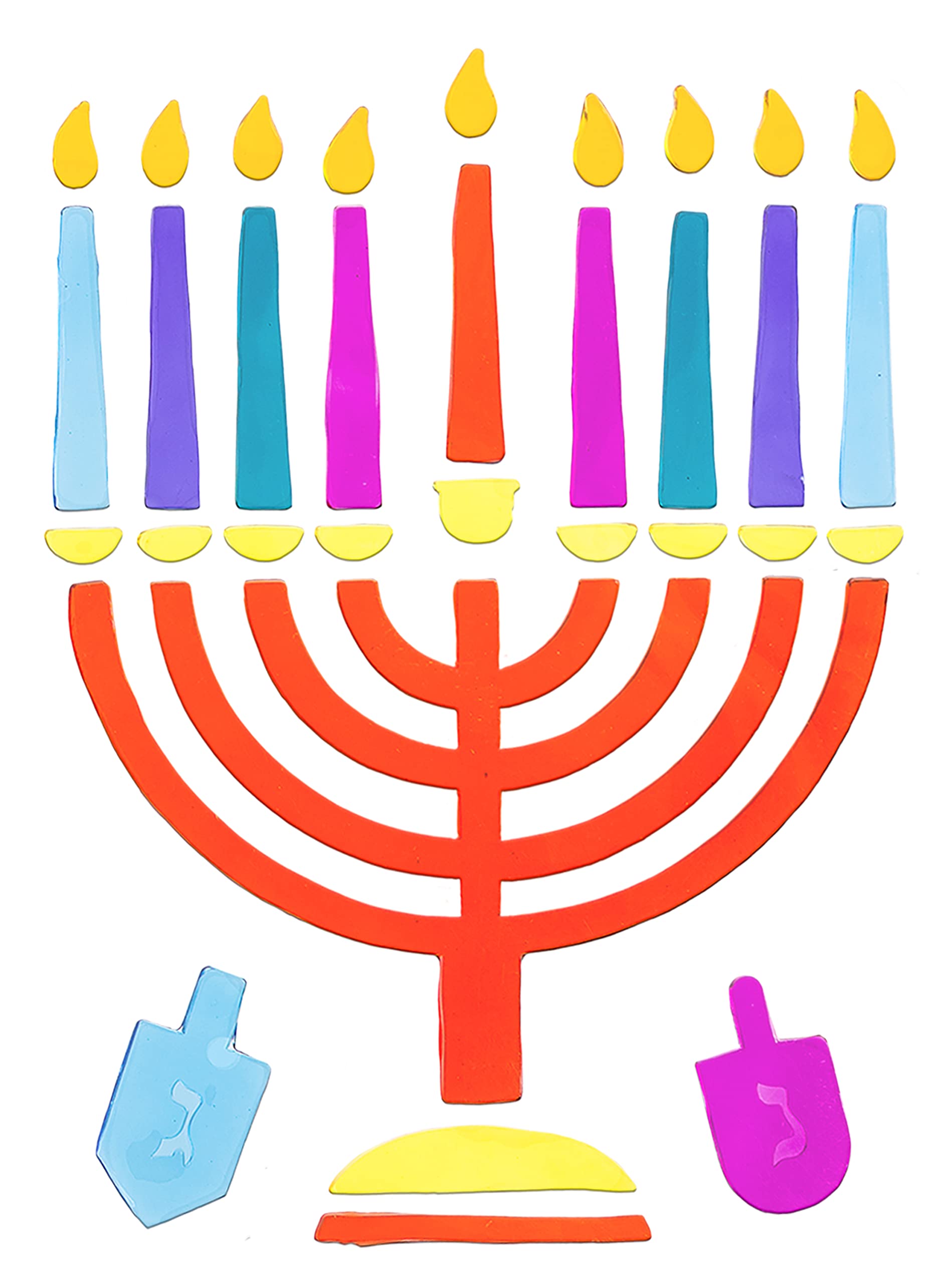 Menorah Window Gel Cling - Self Sticking Chanukah Menorah and Dreidels - Hanukkah Party Decorations and Supplies by Izzy 'n' Dizzy