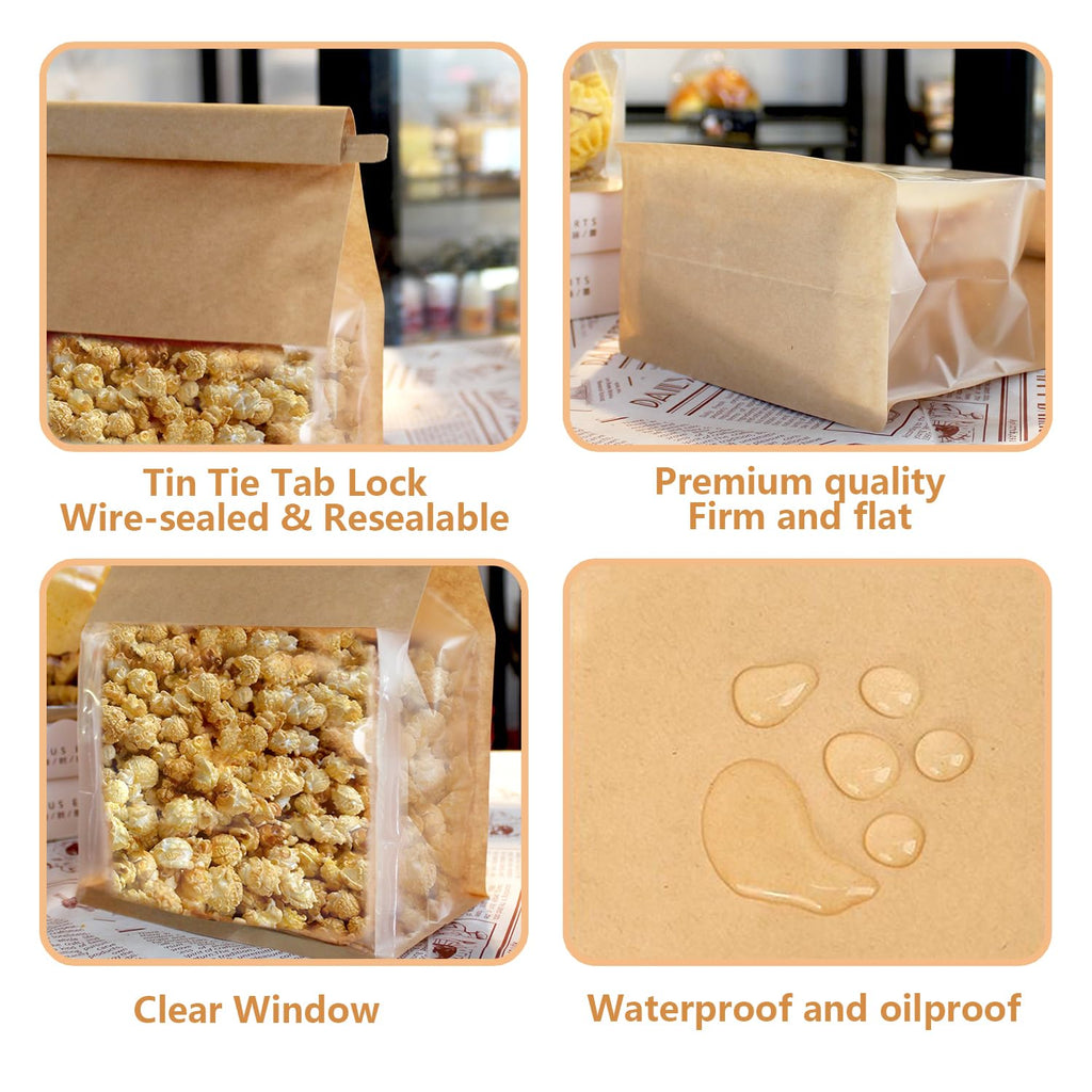 50 Pack Cookie Bags with Seal, 8.2x3.9x3.1 Inch Included 50 Thank You Stickers